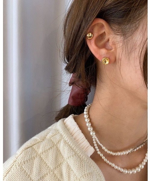 mou(モウ)の「スリーパーツボタンピアス(ピアス(両耳用)・レディース・シルバー/ゴールド・FREE)」の9枚目の写真