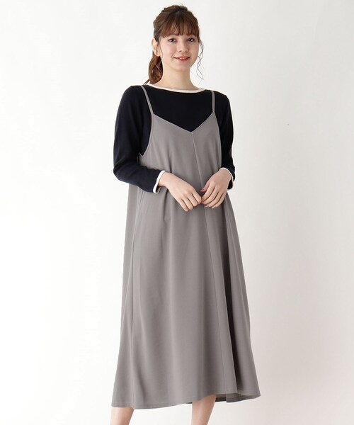 pink adobe(ピンクアドベ)の「◆カットジョーゼットキャミワンピース(ワンピース・レディース・ブラック/カーキ/ライトパープル・40/38/42)」の3枚目の写真