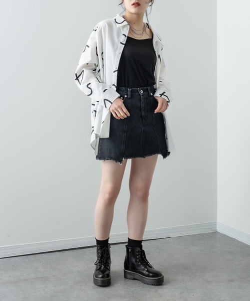 RASVOA（ラスボア）の「デニム切替ミニスカート（スカート・レディース・ブラック/オフホワイト/サックスブルー・FREE）」の13枚目の写真