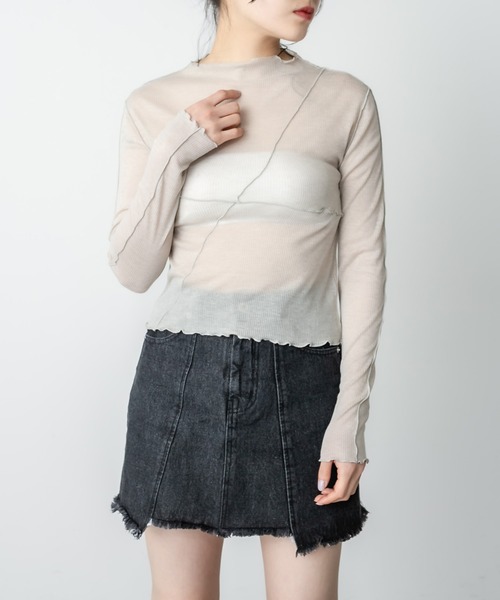 RASVOA（ラスボア）の「デニム切替ミニスカート（スカート・レディース・ブラック/オフホワイト/サックスブルー・FREE）」の4枚目の写真