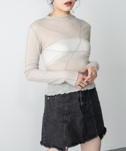 RASVOA（ラスボア）の「デニム切替ミニスカート（スカート・レディース・ブラック/オフホワイト/サックスブルー・FREE）」の10枚目の写真