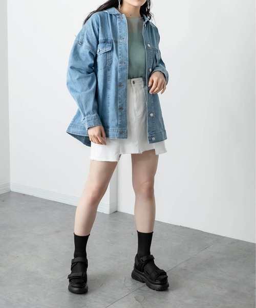 RASVOA（ラスボア）の「デニム切替ミニスカート（スカート・レディース・ブラック/オフホワイト/サックスブルー・FREE）」の15枚目の写真