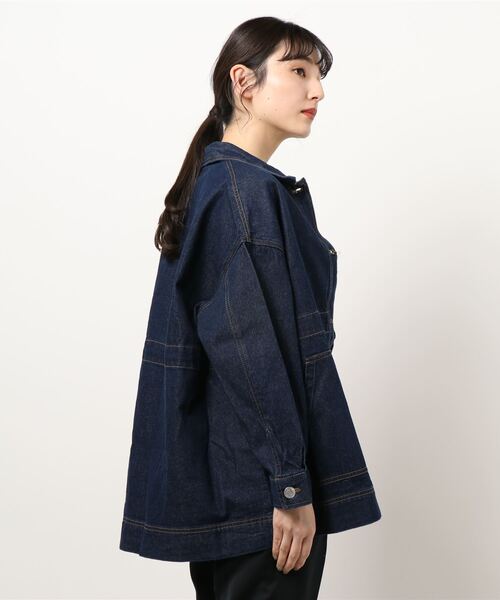 OUTDOOR PRODUCTS(アウトドアプロダクツ)の「【OUTDOOR PRODUCTS】ドロストカバーオール デニムジャケット ビッグシルエット(デニムジャケット・レディース・ワンウォッシュ/カーキ/サンドベージュ/ブルー系その他・LARGE/MEDIUM)」の5枚目の写真