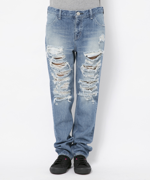 X-girl(エックスガール)の「【ViVi5月号掲載】CRUSHED JEANS(デニムパンツ・レディース・ホワイト/ブラック/ライトインディゴブルー・1/0/2)」の12枚目の写真