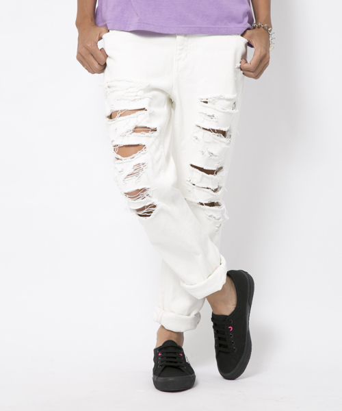 X-girl(エックスガール)の「【ViVi5月号掲載】CRUSHED JEANS(デニムパンツ・レディース・ホワイト/ブラック/ライトインディゴブルー・1/0/2)」の7枚目の写真