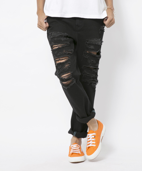 X-girl(エックスガール)の「【ViVi5月号掲載】CRUSHED JEANS(デニムパンツ・レディース・ホワイト/ブラック/ライトインディゴブルー・1/0/2)」の8枚目の写真