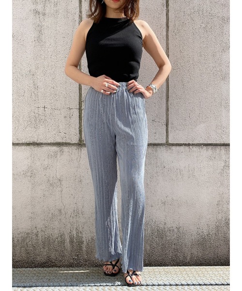 LiSeek（リシーク）の「【LiSeeK】光沢プリーツストレートパンツ（その他パンツ・レディース・ブラック/ミント/ブルー/ライトブラウン・FREE）」の18枚目の写真