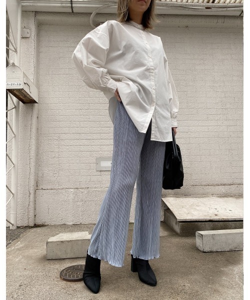 LiSeek（リシーク）の「【LiSeeK】光沢プリーツストレートパンツ（その他パンツ・レディース・ブラック/ミント/ブルー/ライトブラウン・FREE）」の8枚目の写真