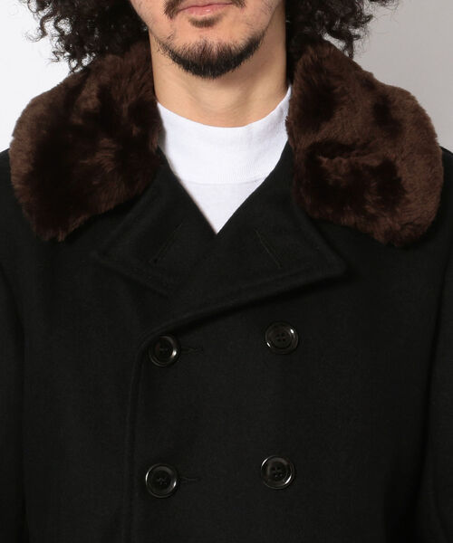 schott（ショット）の「DOUBLE BREST　BOA COLLAR COAT（ステンカラーコート・メンズ・ネイビー・40/38/42/36/34）」の5枚目の写真