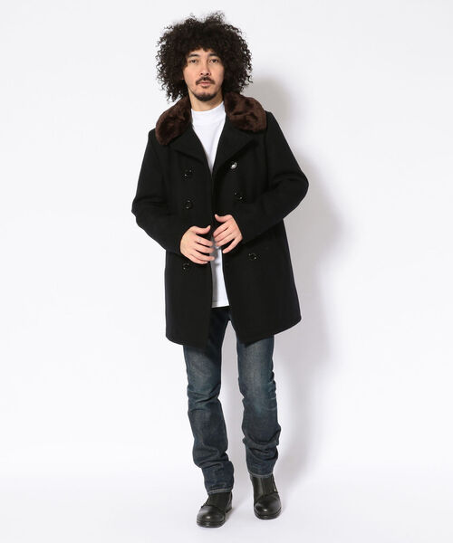 schott（ショット）の「DOUBLE BREST　BOA COLLAR COAT（ステンカラーコート・メンズ・ネイビー・40/38/42/36/34）」の9枚目の写真