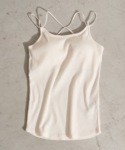 earth music&ecology（アースミュージックアンドエコロジー）の「チェーン柄リブカップ付きキャミソール ＊（タンクトップ・レディース・アイボリー/サックスブルー/ピンクベージュ/ベージュ系その他2・S/M）」の2枚目の写真