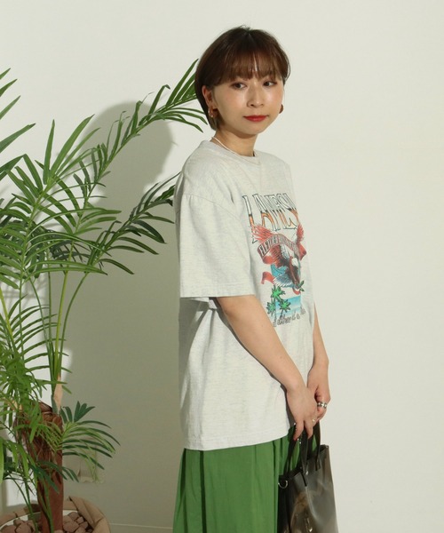 Factor=(ファクターイコール)の「LAMESAYイーグルプリントTシャツ(Tシャツ/カットソー・レディース・ブラック/オフホワイト/イエロー・FREE)」の8枚目の写真