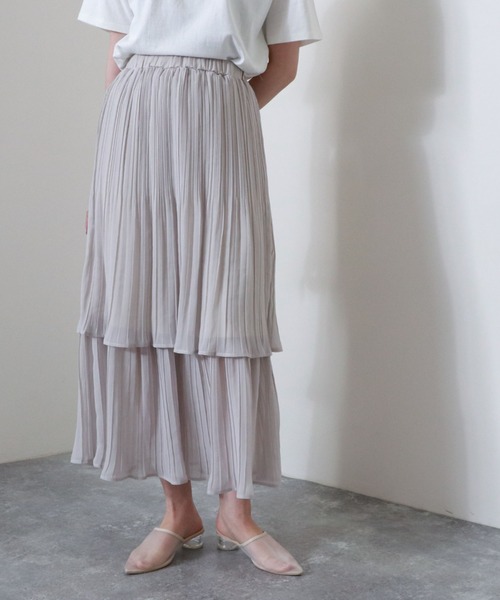 archives（アルシーヴ）の「無地プリーツティアードスカート（スカート・レディース・アイボリー/グレイッシュベージュ/グリーン・MEDIUM）」の12枚目の写真