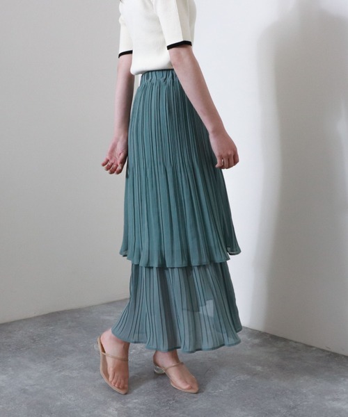 archives（アルシーヴ）の「無地プリーツティアードスカート（スカート・レディース・アイボリー/グレイッシュベージュ/グリーン・MEDIUM）」の10枚目の写真