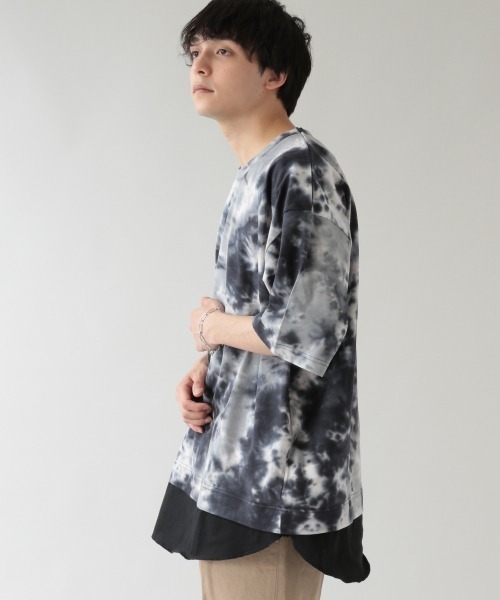 RAGEBLUE（レイジブルー）の「タイダイ柄/フェイクレイヤードビッグTシャツ/939601（Tシャツ/カットソー・メンズ・ブラック/ライトブルー/ホワイト・LARGE/MEDIUM）」の20枚目の写真