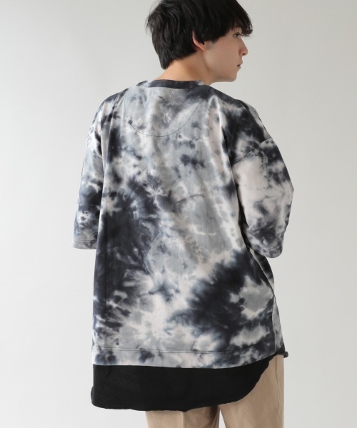RAGEBLUE（レイジブルー）の「タイダイ柄/フェイクレイヤードビッグTシャツ/939601（Tシャツ/カットソー・メンズ・ブラック/ライトブルー/ホワイト・LARGE/MEDIUM）」の4枚目の写真