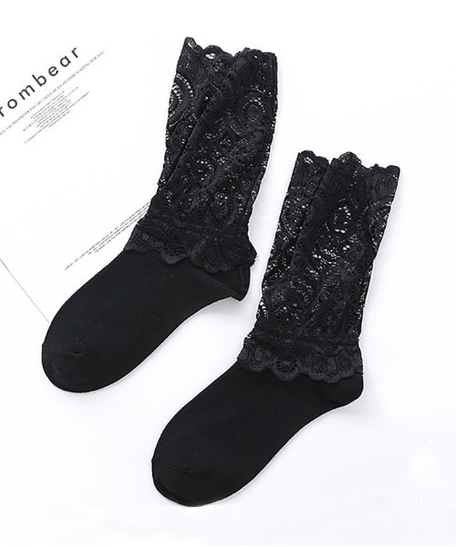 Futier land（フューティアランド）の「レース切替ソックス（ソックス/靴下・レディース・ホワイト/ブラック・FREE）」の9枚目の写真