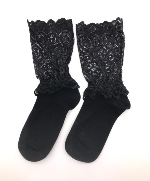 Futier land（フューティアランド）の「レース切替ソックス（ソックス/靴下・レディース・ホワイト/ブラック・FREE）」の7枚目の写真