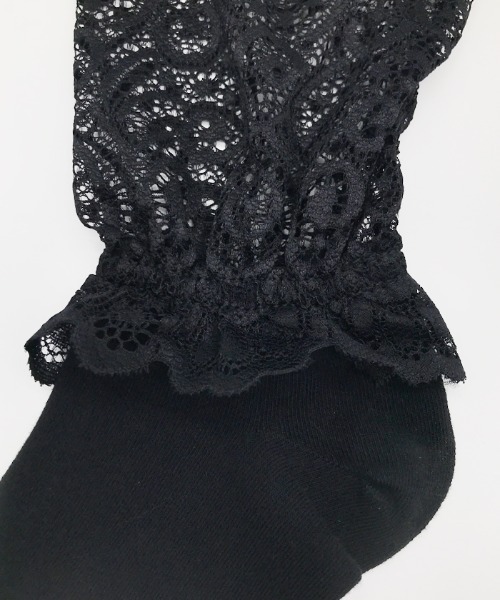 Futier land（フューティアランド）の「レース切替ソックス（ソックス/靴下・レディース・ホワイト/ブラック・FREE）」の4枚目の写真