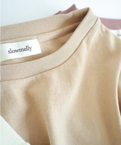 slowmelly(スローメリー)の「ロゴ刺繍オーバーサイズTシャツ(Tシャツ/カットソー・レディース・ベージュ/オフホワイト/モカ・FREE)」の12枚目の写真