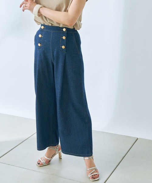 prose verse（プロズヴェール）の「ボタンアクセントマリンパンツ（その他パンツ・レディース・ブラック/オフホワイト/ブルー/モカ・ﾌﾘ-）」の4枚目の写真