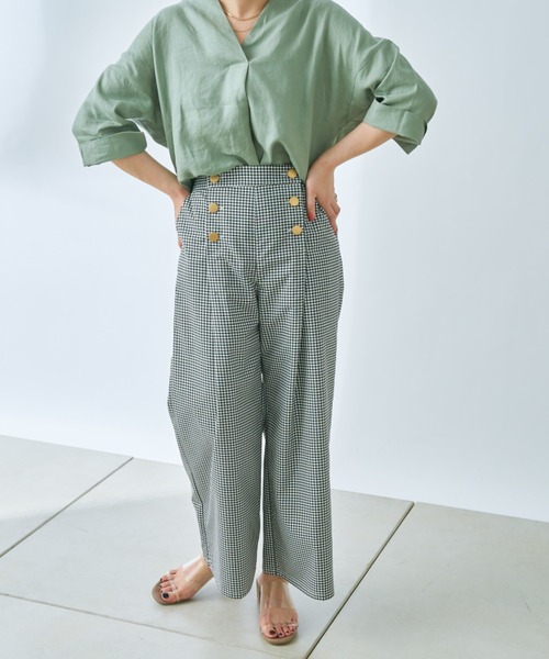 prose verse（プロズヴェール）の「ボタンアクセントマリンパンツ（その他パンツ・レディース・ブラック/オフホワイト/ブルー/モカ・ﾌﾘ-）」の2枚目の写真