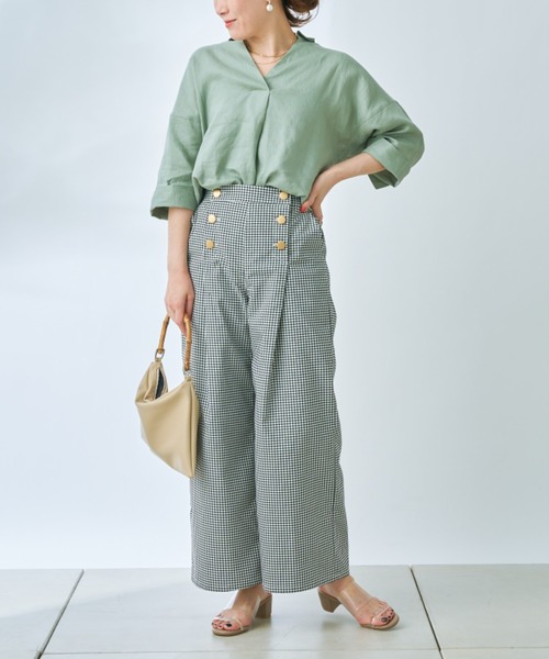 prose verse（プロズヴェール）の「ボタンアクセントマリンパンツ（その他パンツ・レディース・ブラック/オフホワイト/ブルー/モカ・ﾌﾘ-）」の7枚目の写真