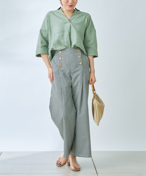 prose verse（プロズヴェール）の「ボタンアクセントマリンパンツ（その他パンツ・レディース・ブラック/オフホワイト/ブルー/モカ・ﾌﾘ-）」の12枚目の写真