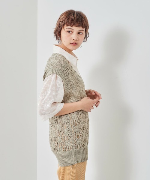 cepo（セポ）の「クロシェ　ニットベスト（ベスト・レディース・ベージュ/カーキ/オフホワイト・M）」の15枚目の写真