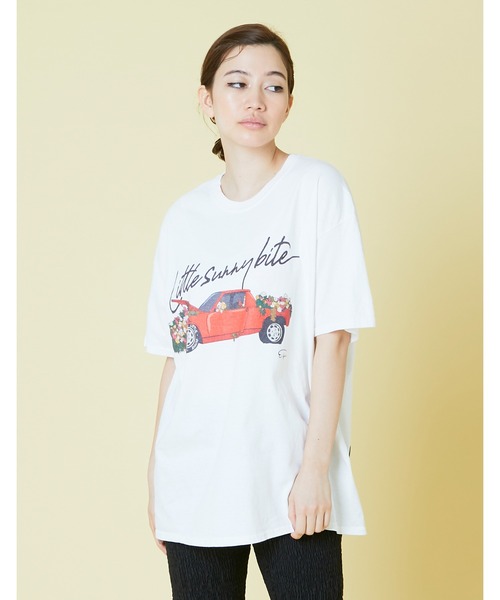 Little sunny bite（リトルサニーバイト）の「Car print tee（Tシャツ/カットソー・レディース・ホワイト/レッド/ブラック・SMALL/MEDIUM）」の2枚目の写真