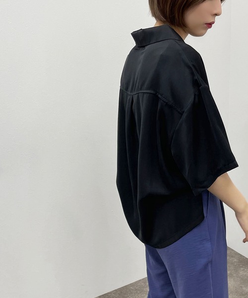 apres jour mignon（アプレジュールミニョン）の「刺繍開襟シャツ 【ZOZOTOWN限定アイテム】（シャツ/ブラウス・レディース・チャコールグレー/ダークブルー/パープル/グレイッシュベージュ/ブラック・フリー/X-LARGE）」の8枚目の写真