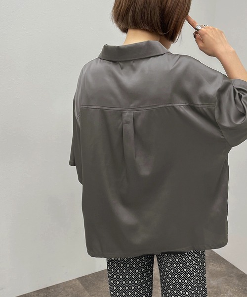 apres jour mignon（アプレジュールミニョン）の「刺繍開襟シャツ 【ZOZOTOWN限定アイテム】（シャツ/ブラウス・レディース・チャコールグレー/ダークブルー/パープル/グレイッシュベージュ/ブラック・フリー/X-LARGE）」の15枚目の写真