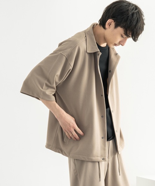 Rocky Monroe(ロッキーモンロー)の「オーバーサイズ カットジョーゼット リラックスストレッチ 半袖コーチジャケット(ブルゾン・メンズ・ブラック/ベージュ/ネイビー/杢グレー/ライトブルーグレー・M/L/XL)」の20枚目の写真