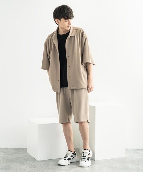 Rocky Monroe(ロッキーモンロー)の「オーバーサイズ カットジョーゼット リラックスストレッチ 半袖コーチジャケット(ブルゾン・メンズ・ブラック/ベージュ/ネイビー/杢グレー/ライトブルーグレー・M/L/XL)」の21枚目の写真