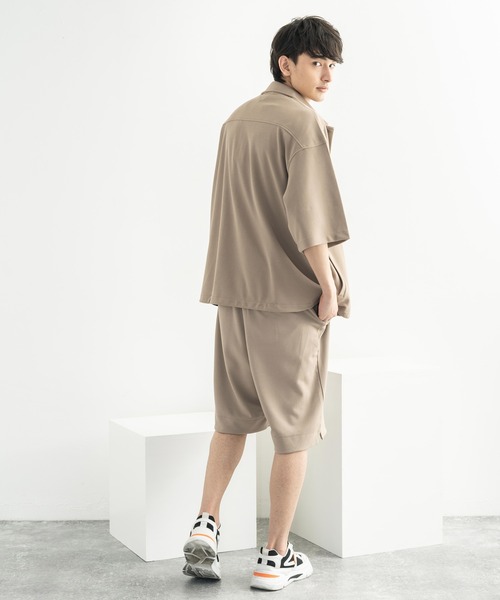 Rocky Monroe(ロッキーモンロー)の「オーバーサイズ カットジョーゼット リラックスストレッチ 半袖コーチジャケット(ブルゾン・メンズ・ブラック/ベージュ/ネイビー/杢グレー/ライトブルーグレー・M/L/XL)」の22枚目の写真