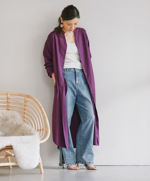 Bou Jeloud（ブージュルード）の「【はあちゅう×BouJeloud】２wayバックフレアシャツワンピース（ワンピース・レディース・ベージュ/パープル/ネイビー・FREE）」の20枚目の写真