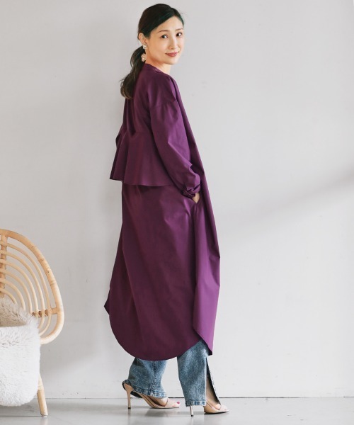 Bou Jeloud（ブージュルード）の「【はあちゅう×BouJeloud】２wayバックフレアシャツワンピース（ワンピース・レディース・ベージュ/パープル/ネイビー・FREE）」の18枚目の写真