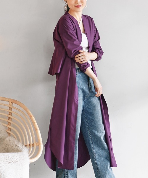 Bou Jeloud（ブージュルード）の「【はあちゅう×BouJeloud】２wayバックフレアシャツワンピース（ワンピース・レディース・ベージュ/パープル/ネイビー・FREE）」の16枚目の写真