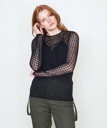 AEWEN MATOPH | <AEWEN MATOPH(イウエン マトフ)>シアー ハウンドトゥース クルーネックニット(ニット/セーター)
