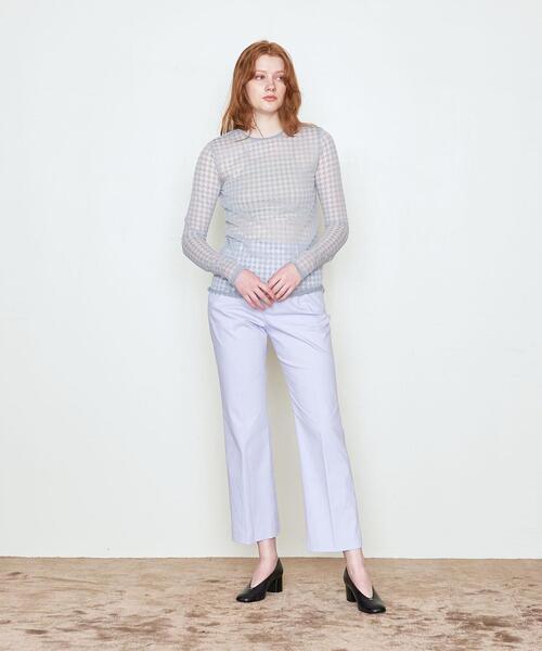 AEWEN MATOPH（イウエン マトフ）の「＜AEWEN MATOPH（イウエン マトフ）＞シアー ハウンドトゥース クルーネックニット（ニット/セーター・レディース・ライトブルー/ブラック/オフホワイト・FREE）」の7枚目の写真