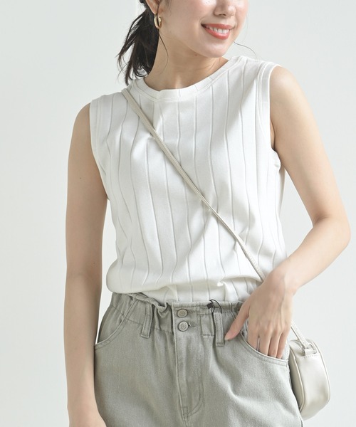 rps（アールピーエス）の「ワイドリブタンクトップ（タンクトップ・レディース・ブラック/ライトベージュ/オレンジ/オフホワイト/ブルーグリーン/ブラウン・M）」の2枚目の写真