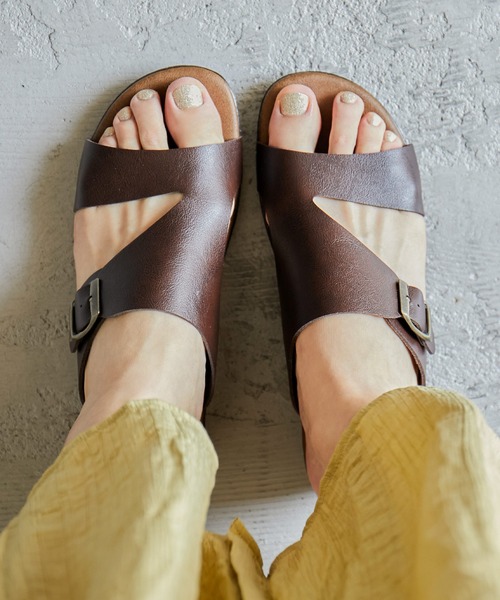 Fashion Letter(ファッションレター)の「日本製フラットサンダル 痛くないサンダル(サンダル・レディース・ブラック/ダークブラウン/ベージュ/グリーン/レンガ・LL/S/M/L)」の2枚目の写真