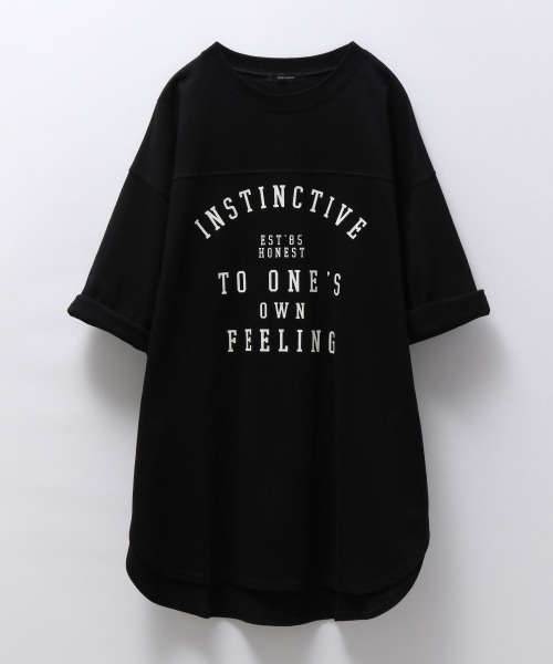 JEANASIS（ジーナシス）の「フットボールロゴBIGTEE/216225（Tシャツ/カットソー・レディース・ホワイト/ライトグレー/ブラック・FREE）」の2枚目の写真