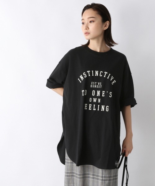 JEANASIS（ジーナシス）の「フットボールロゴBIGTEE/216225（Tシャツ/カットソー・レディース・ホワイト/ライトグレー/ブラック・FREE）」の7枚目の写真