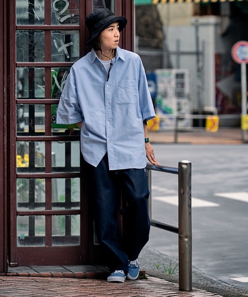 FREAK'S STORE（フリークスストア）の「ビックシルエット オックスフォード BDシャツ 半袖/ボタンダウンシャツ（シャツ/ブラウス・メンズ・ホワイト/ブルー/ストライプ・MEDIUM/LARGE）」の15枚目の写真