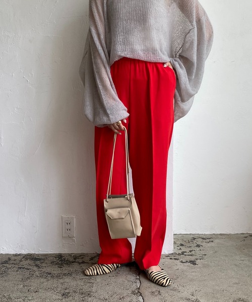 CAPRICIEUX LE'MAGE（カプリシューレマージュ）の「〈新色追加〉イージーストレートパンツ（その他パンツ・レディース・レッド/ライトベージュ/ブラック/グリーン/ライム/パープル/ブルー/ブラウン・38/36）」の12枚目の写真