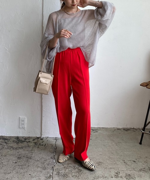 CAPRICIEUX LE'MAGE（カプリシューレマージュ）の「〈新色追加〉イージーストレートパンツ（その他パンツ・レディース・レッド/ライトベージュ/ブラック/グリーン/ライム/パープル/ブルー/ブラウン・38/36）」の15枚目の写真