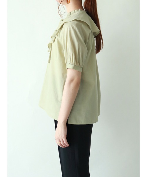 Te chichi（テチチ）の「ラッフル付け衿ブラウス（シャツ/ブラウス・レディース・オフホワイト/グリーン/ブラック・ﾌﾘ-）」の7枚目の写真
