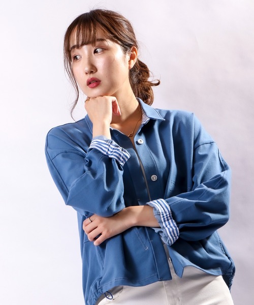 Laliberte】カットデニム素材前開きシャツジャケット（ブルゾン