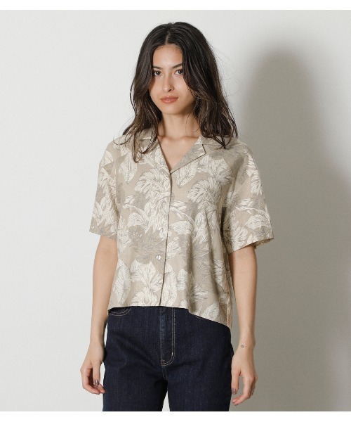 AZUL by moussy(アズールバイマウジー)の「ALOHA PATTERN OPEN SH(シャツ/ブラウス・レディース・ベージュ系その他/ブラック系その他・MEDIUM/SMALL)」の7枚目の写真